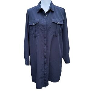 TopShop Navy Long Sleeve Shirt Dress Size 10 Petite